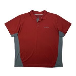 Columbia Shirt Mens 2XL XXL Rich Red Grey Moisture Wicking Fishing Hiking Polo